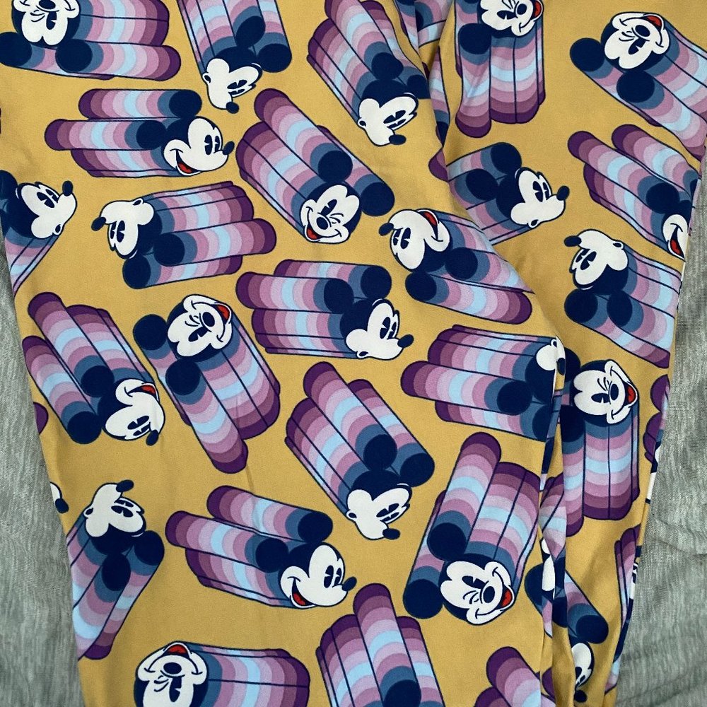 Lularoe Disney TC Leggings - yellow background mickey mouse print